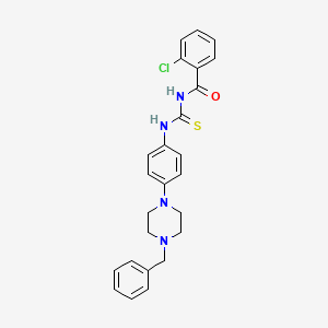molecular formula C25H25ClN4OS B12482809 N-{[4-(4-benzylpiperazin-1-yl)phenyl]carbamothioyl}-2-chlorobenzamide 