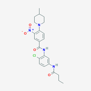 molecular formula C23H27ClN4O4 B12482844 N-[5-(butanoylamino)-2-chlorophenyl]-4-(4-methylpiperidin-1-yl)-3-nitrobenzamide 