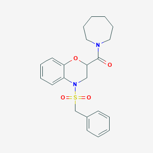 molecular formula C22H26N2O4S B12482871 azepan-1-yl[4-(benzylsulfonyl)-3,4-dihydro-2H-1,4-benzoxazin-2-yl]methanone 