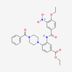 molecular formula C29H30N4O7 B12483023 Ethyl 3-{[(4-ethoxy-3-nitrophenyl)carbonyl]amino}-4-[4-(phenylcarbonyl)piperazin-1-yl]benzoate 