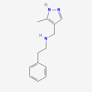 molecular formula C13H17N3 B12483228 N-[(3-methyl-1H-pyrazol-4-yl)methyl]-2-phenylethanamine 