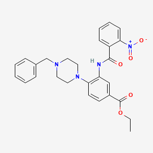 molecular formula C27H28N4O5 B12483239 Ethyl 4-(4-benzylpiperazin-1-yl)-3-{[(2-nitrophenyl)carbonyl]amino}benzoate 