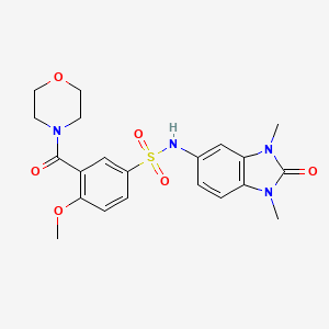 molecular formula C21H24N4O6S B12483330 N-(1,3-dimethyl-2-oxo-2,3-dihydro-1H-benzimidazol-5-yl)-4-methoxy-3-(morpholin-4-ylcarbonyl)benzenesulfonamide 