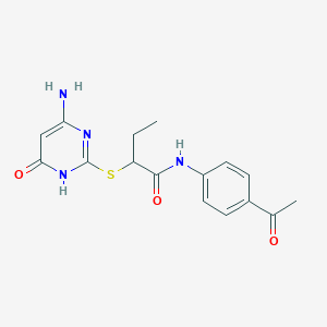 molecular formula C16H18N4O3S B12483341 N-(4-acetylphenyl)-2-[(4-amino-6-oxo-1,6-dihydropyrimidin-2-yl)sulfanyl]butanamide 
