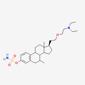 molecular formula C27H44N2O4S B1248339 19-Norpregna-1,3,5(10)-trien-3-ol, 21-(2-(diethylamino)ethoxy)-7-methyl-, 3-sulfamate, (7alpha)- CAS No. 943344-76-1