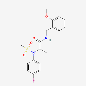 molecular formula C18H21FN2O4S B12483424 N~2~-(4-fluorophenyl)-N-(2-methoxybenzyl)-N~2~-(methylsulfonyl)alaninamide 