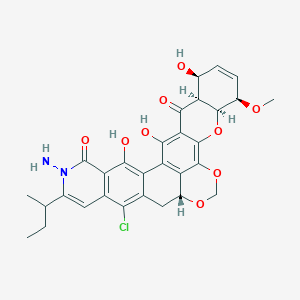 molecular formula C30H29ClN2O9 B1248348 (1S,4R,4aS,8aR,17aS)-13-amino-12-(butan-2-yl)-10-chloro-1,15,16-trihydroxy-4-methoxy-4a,8a,13,17a-tetrahydro-1H-chromeno[2',3':6,7][1,3]dioxino[4',5',6':4,5]naphtho[2,1-g]isoquinoline-14,17(4H,9H)-dione 