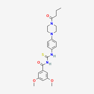 molecular formula C24H30N4O4S B12483904 N-{[4-(4-butanoylpiperazin-1-yl)phenyl]carbamothioyl}-3,5-dimethoxybenzamide 