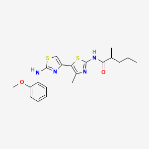 molecular formula C20H24N4O2S2 B1248392 N-[5-[2-(2-methoxyanilino)-4-thiazolyl]-4-methyl-2-thiazolyl]-2-methylpentanamide 