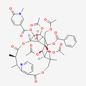 molecular formula C48H52N2O19 B1248396 [(1S,14R,17S,23R,24R,25S)-19,22,24-triacetyloxy-20-(acetyloxymethyl)-21-benzoyloxy-25-hydroxy-3,13,14,25-tetramethyl-6,15-dioxo-2,5,16-trioxa-11-azapentacyclo[15.7.1.01,20.03,23.07,12]pentacosa-7(12),8,10-trien-18-yl] 1-methyl-6-oxopyridine-3-carboxylate 