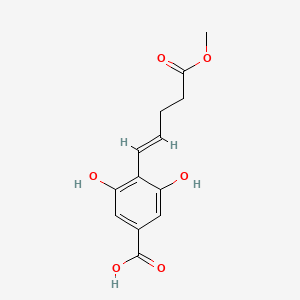 molecular formula C13H14O6 B1248408 4-[4-(Methoxycarbonyl)-1-butenyl]-3,5-dihydroxybenzoic acid 