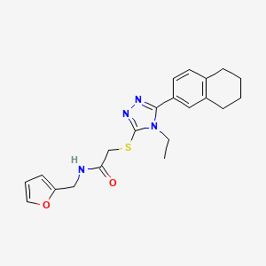 molecular formula C21H24N4O2S B12484132 2-{[4-ethyl-5-(5,6,7,8-tetrahydronaphthalen-2-yl)-4H-1,2,4-triazol-3-yl]sulfanyl}-N-(furan-2-ylmethyl)acetamide 