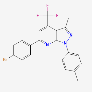 molecular formula C21H15BrF3N3 B12484189 6-(4-bromophenyl)-3-methyl-1-(4-methylphenyl)-4-(trifluoromethyl)-1H-pyrazolo[3,4-b]pyridine 