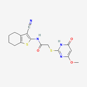 molecular formula C16H16N4O3S2 B12484224 N-(3-cyano-4,5,6,7-tetrahydro-1-benzothiophen-2-yl)-2-[(4-methoxy-6-oxo-1,6-dihydropyrimidin-2-yl)sulfanyl]acetamide 