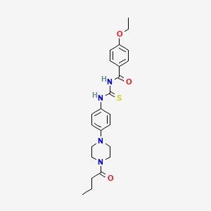 molecular formula C24H30N4O3S B12484267 N-{[4-(4-butanoylpiperazin-1-yl)phenyl]carbamothioyl}-4-ethoxybenzamide 