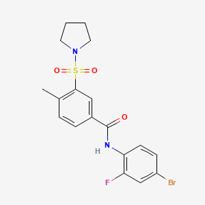 molecular formula C18H18BrFN2O3S B12484291 N-(4-bromo-2-fluorophenyl)-4-methyl-3-(pyrrolidin-1-ylsulfonyl)benzamide 