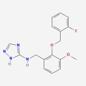 molecular formula C17H17FN4O2 B12484292 N-[[2-[(2-fluorophenyl)methoxy]-3-methoxyphenyl]methyl]-1H-1,2,4-triazol-5-amine CAS No. 445410-09-3