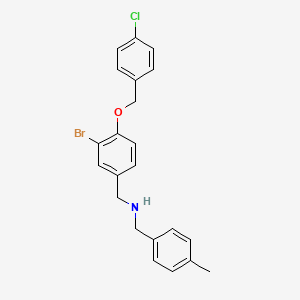 molecular formula C22H21BrClNO B12484338 1-{3-bromo-4-[(4-chlorobenzyl)oxy]phenyl}-N-(4-methylbenzyl)methanamine 