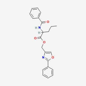 molecular formula C22H22N2O4 B12484388 (2-phenyl-1,3-oxazol-4-yl)methyl N-(phenylcarbonyl)norvalinate 