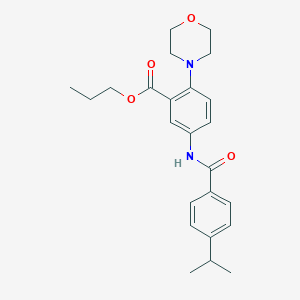 molecular formula C24H30N2O4 B12484490 Propyl 2-(morpholin-4-yl)-5-({[4-(propan-2-yl)phenyl]carbonyl}amino)benzoate 