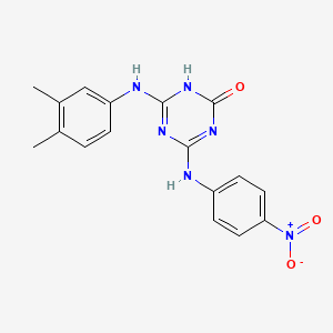 molecular formula C17H16N6O3 B12484512 4-[(3,4-Dimethylphenyl)amino]-6-[(4-nitrophenyl)amino]-1,3,5-triazin-2-ol 