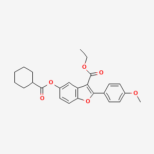molecular formula C25H26O6 B12484543 Ethyl 5-(cyclohexanecarbonyloxy)-2-(4-methoxyphenyl)-1-benzofuran-3-carboxylate 