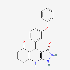 molecular formula C22H19N3O3 B12484548 3-hydroxy-4-(3-phenoxyphenyl)-1,4,6,7,8,9-hexahydro-5H-pyrazolo[3,4-b]quinolin-5-one 