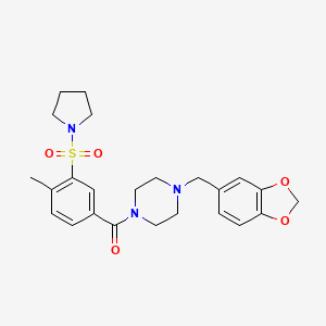 molecular formula C24H29N3O5S B12484549 [4-(1,3-Benzodioxol-5-ylmethyl)piperazin-1-yl][4-methyl-3-(pyrrolidin-1-ylsulfonyl)phenyl]methanone 