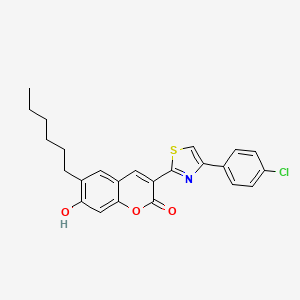 molecular formula C24H22ClNO3S B12484565 3-[4-(4-chlorophenyl)-1,3-thiazol-2-yl]-6-hexyl-7-hydroxy-2H-chromen-2-one 