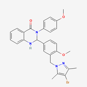 molecular formula C28H27BrN4O3 B12484609 2-{3-[(4-bromo-3,5-dimethyl-1H-pyrazol-1-yl)methyl]-4-methoxyphenyl}-3-(4-methoxyphenyl)-2,3-dihydroquinazolin-4(1H)-one 