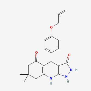 molecular formula C21H23N3O3 B12484695 3-hydroxy-7,7-dimethyl-4-[4-(prop-2-en-1-yloxy)phenyl]-1,4,6,7,8,9-hexahydro-5H-pyrazolo[3,4-b]quinolin-5-one 
