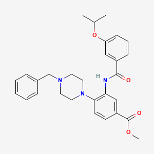 molecular formula C29H33N3O4 B12484709 Methyl 4-(4-benzylpiperazin-1-yl)-3-({[3-(propan-2-yloxy)phenyl]carbonyl}amino)benzoate 