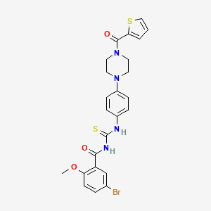 molecular formula C24H23BrN4O3S2 B12484772 5-bromo-2-methoxy-N-({4-[4-(thiophen-2-ylcarbonyl)piperazin-1-yl]phenyl}carbamothioyl)benzamide 