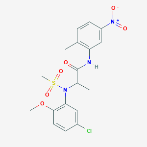 molecular formula C18H20ClN3O6S B12484785 N~2~-(5-chloro-2-methoxyphenyl)-N-(2-methyl-5-nitrophenyl)-N~2~-(methylsulfonyl)alaninamide 