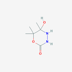 molecular formula C6H12N2O3 B124848 5-Hydroxy-5,6,6-trimethyl-1,3,4-oxadiazinan-2-one CAS No. 151535-49-8