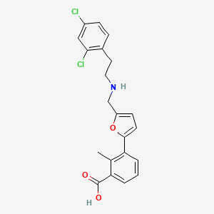 molecular formula C21H19Cl2NO3 B12484801 3-[5-({[2-(2,4-Dichlorophenyl)ethyl]amino}methyl)furan-2-yl]-2-methylbenzoic acid 