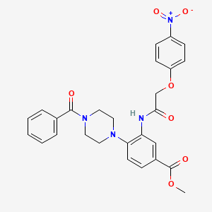 molecular formula C27H26N4O7 B12484843 Methyl 3-{[(4-nitrophenoxy)acetyl]amino}-4-[4-(phenylcarbonyl)piperazin-1-yl]benzoate 