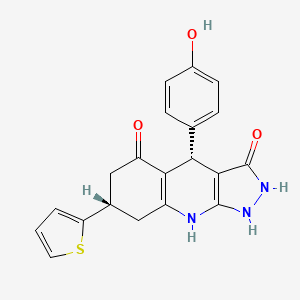 molecular formula C20H17N3O3S B12484844 (4R,7S)-3-hydroxy-4-(4-hydroxyphenyl)-7-(thiophen-2-yl)-1,4,6,7,8,9-hexahydro-5H-pyrazolo[3,4-b]quinolin-5-one 