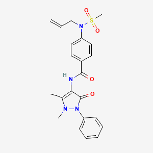 molecular formula C22H24N4O4S B12484850 N-(1,5-dimethyl-3-oxo-2-phenyl-2,3-dihydro-1H-pyrazol-4-yl)-4-[(methylsulfonyl)(prop-2-en-1-yl)amino]benzamide 