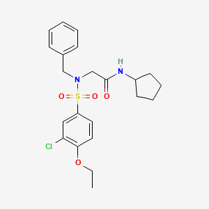 molecular formula C22H27ClN2O4S B12484926 N~2~-benzyl-N~2~-[(3-chloro-4-ethoxyphenyl)sulfonyl]-N-cyclopentylglycinamide 