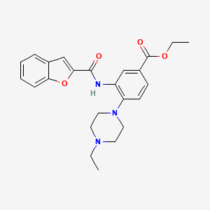 molecular formula C24H27N3O4 B12484930 Ethyl 3-[(1-benzofuran-2-ylcarbonyl)amino]-4-(4-ethylpiperazin-1-yl)benzoate 