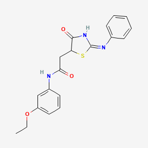 molecular formula C19H19N3O3S B12484951 N-(3-ethoxyphenyl)-2-[(2E)-4-oxo-2-(phenylimino)-1,3-thiazolidin-5-yl]acetamide 