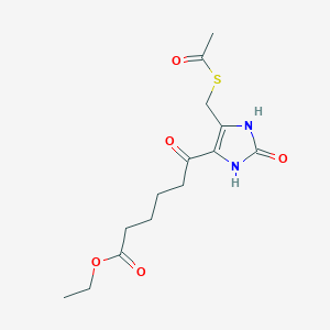molecular formula C14H20N2O5S B12484969 ethyl 6-{5-[(acetylsulfanyl)methyl]-2-oxo-2,3-dihydro-1H-imidazol-4-yl}-6-oxohexanoate 