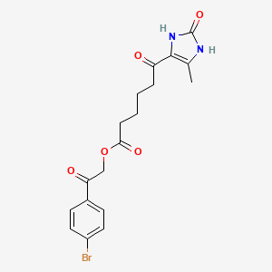 molecular formula C18H19BrN2O5 B12485013 2-(4-bromophenyl)-2-oxoethyl 6-(5-methyl-2-oxo-2,3-dihydro-1H-imidazol-4-yl)-6-oxohexanoate 