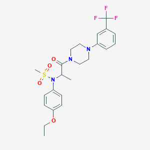 molecular formula C23H28F3N3O4S B12485084 N-(4-ethoxyphenyl)-N-(1-oxo-1-{4-[3-(trifluoromethyl)phenyl]piperazin-1-yl}propan-2-yl)methanesulfonamide 