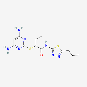 molecular formula C13H19N7OS2 B12485095 2-[(4,6-diaminopyrimidin-2-yl)sulfanyl]-N-(5-propyl-1,3,4-thiadiazol-2-yl)butanamide 