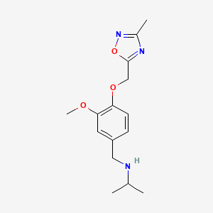 molecular formula C15H21N3O3 B12485117 N-isopropyl-N-{3-methoxy-4-[(3-methyl-1,2,4-oxadiazol-5-yl)methoxy]benzyl}amine 