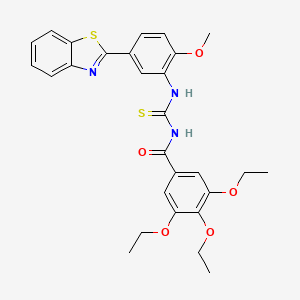 molecular formula C28H29N3O5S2 B12485137 N-{[5-(1,3-benzothiazol-2-yl)-2-methoxyphenyl]carbamothioyl}-3,4,5-triethoxybenzamide 