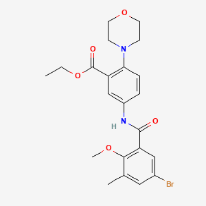 molecular formula C22H25BrN2O5 B12485140 Ethyl 5-{[(5-bromo-2-methoxy-3-methylphenyl)carbonyl]amino}-2-(morpholin-4-yl)benzoate 