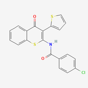 molecular formula C20H12ClNO2S2 B12485147 4-chloro-N-[4-oxo-3-(thiophen-2-yl)-4H-thiochromen-2-yl]benzamide 